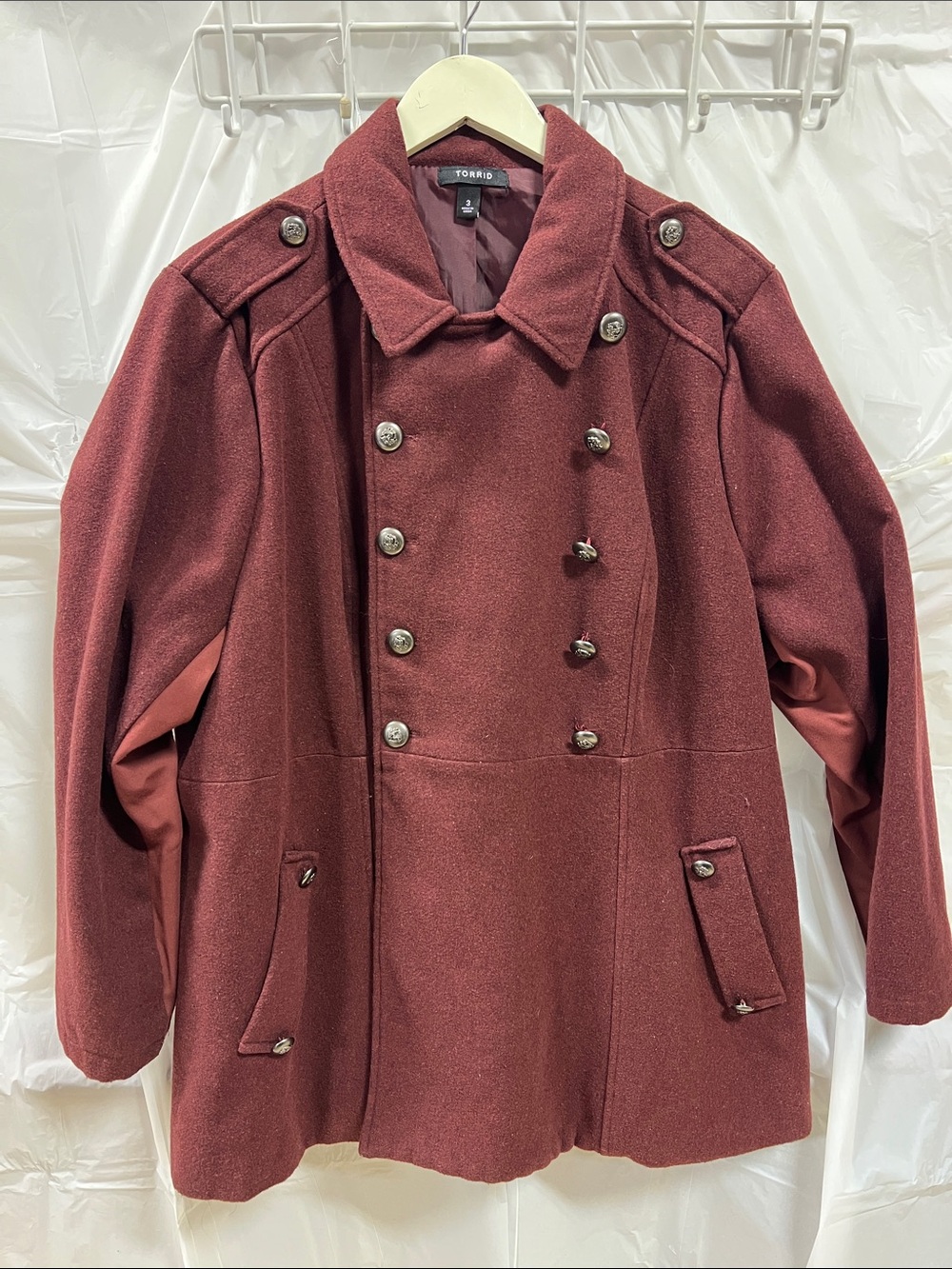 torrid Burgundy Double-Breasted Pea Coat